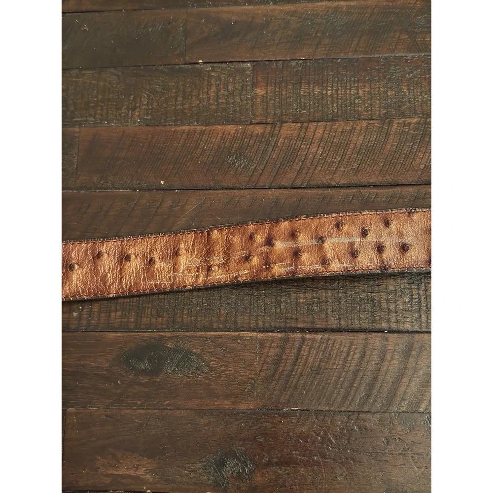 Vintage Calibre.44 genuine OSTRICH SKIN buckle belt 42 Rebulica Mexicana